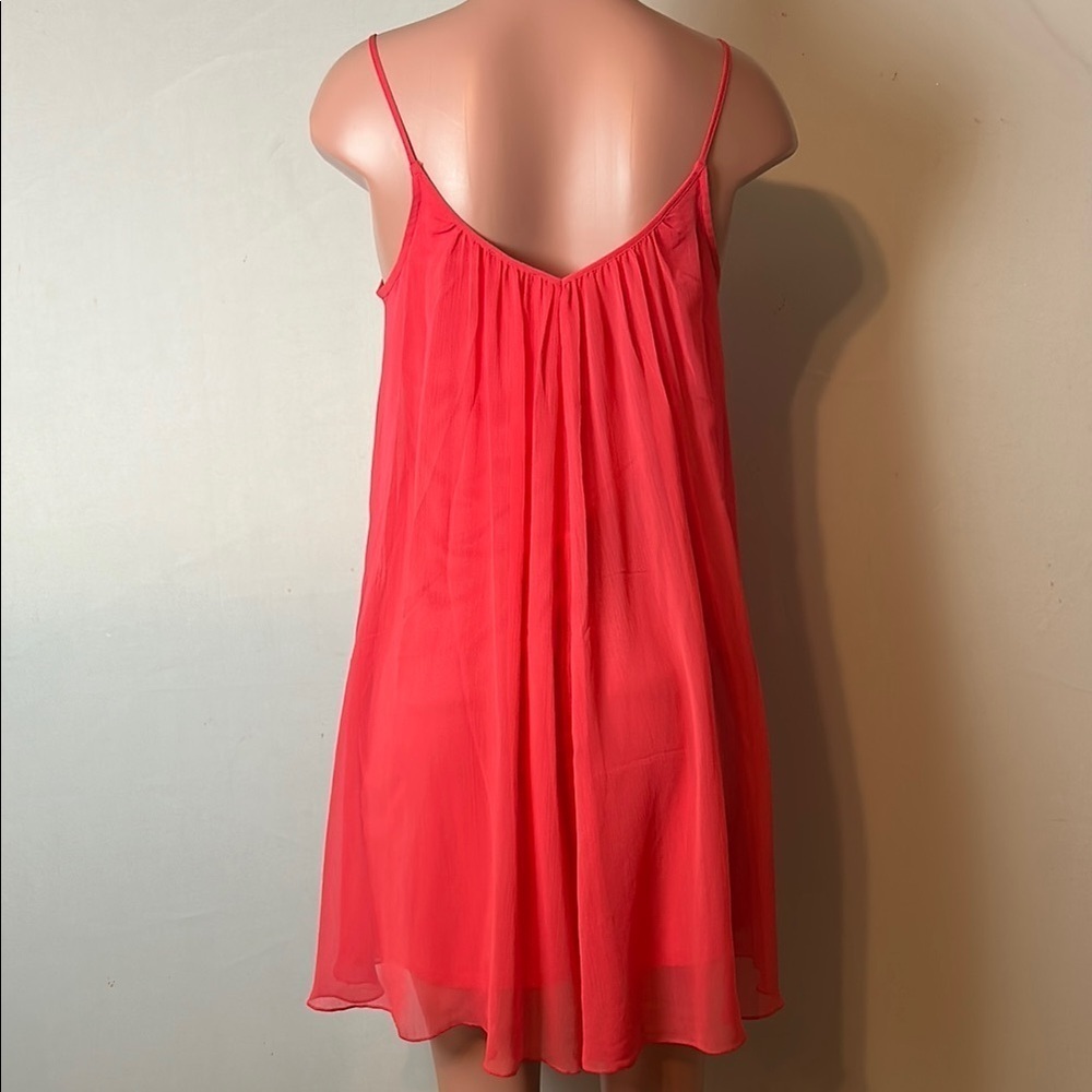 Express Women’s  Pink Swing Slip Mini Beaded Dress Gauzy Spaghetti Straps Sz M - Picture 8 of 11
